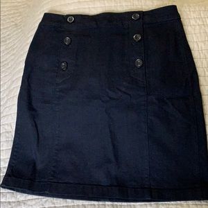 Dark denim, high waisted skirt